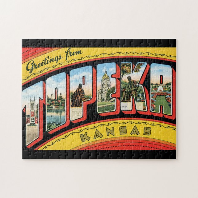 Greetings from Topeka Kansas_Vintage Travel Jigsaw Puzzle (Horizontal)