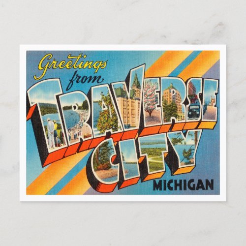 Greetings from Traverse City Michigan Travel Postcard