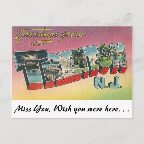 Greetings from Trenton New Jersey Postcard