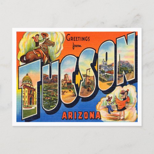 Greetings from Tucson Arizona Vintage Travel Postcard