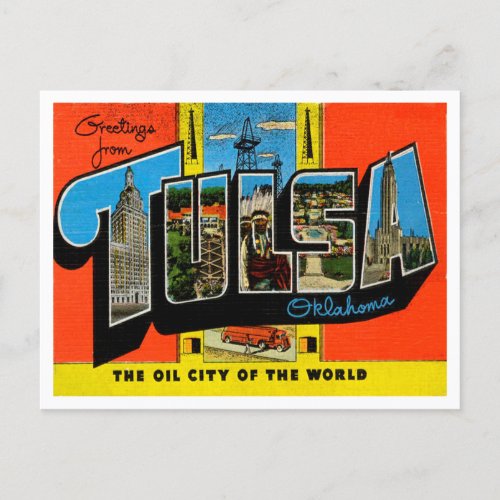 Greetings from Tulsa Oklahoma Vintage Travel Postcard