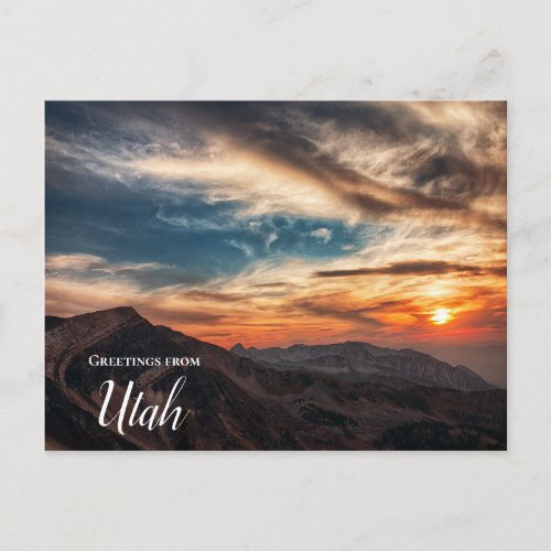Greetings from Utah Mountain Sunset Postcard