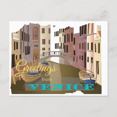 Greetings from Venice Italy Postcard