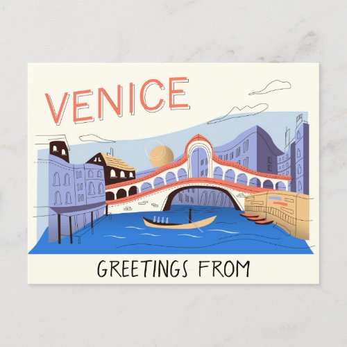 Greetings From Venice Italy Postcard