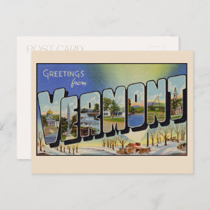 Greetings from Vermont Large Letter Vintage Postcard