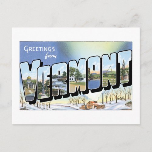 Greetings from Vermont Vintage Post Card