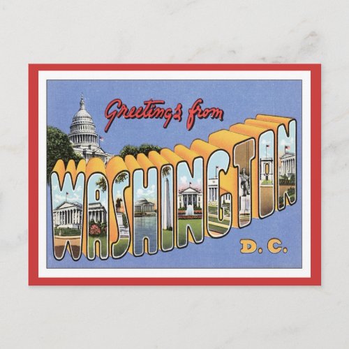 Greetings From Washington DC USA Postcard
