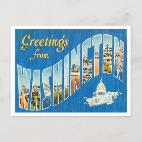 Greetings from Washington D C Vintage Travel Postcard