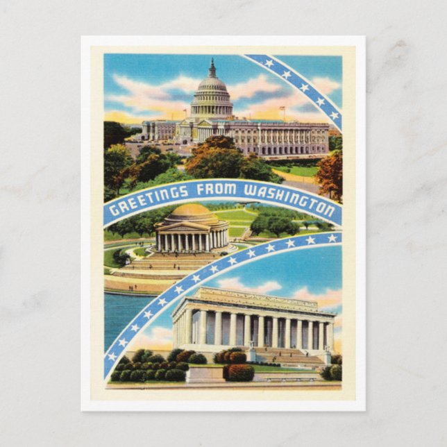 Greetings from Washington, D. C. Vintage Travel Postcard (Front)