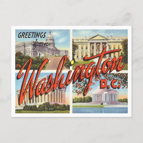 Greetings from Washington D C Vintage Travel Postcard