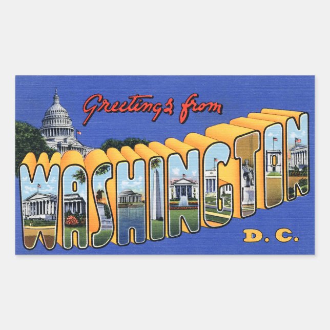 Greetings From Washington DC! Rectangular Sticker (Front)