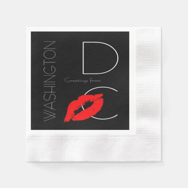 Greetings from Washington DC Red Lipstick Kiss Paper Napkins (Front)