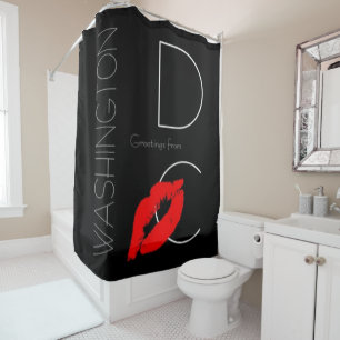Greetings from Washington DC Red Lipstick Kiss Shower Curtain