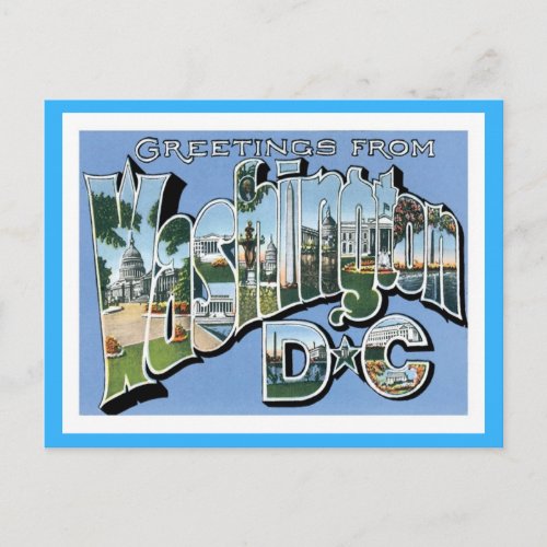 Greetings From Washington DC Vintage Postcard