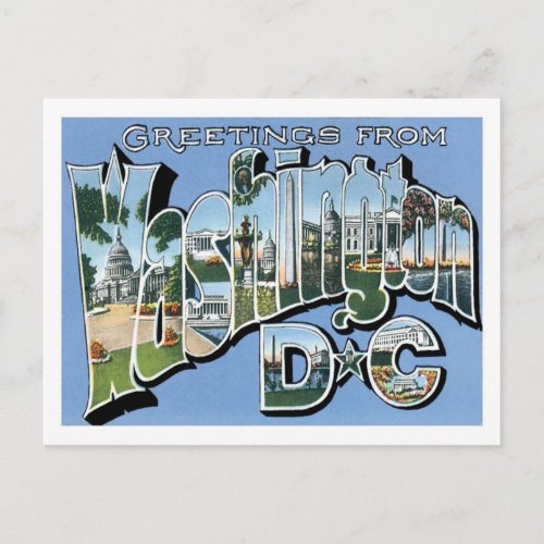 Greetings From Washington DC Vintage Postcard