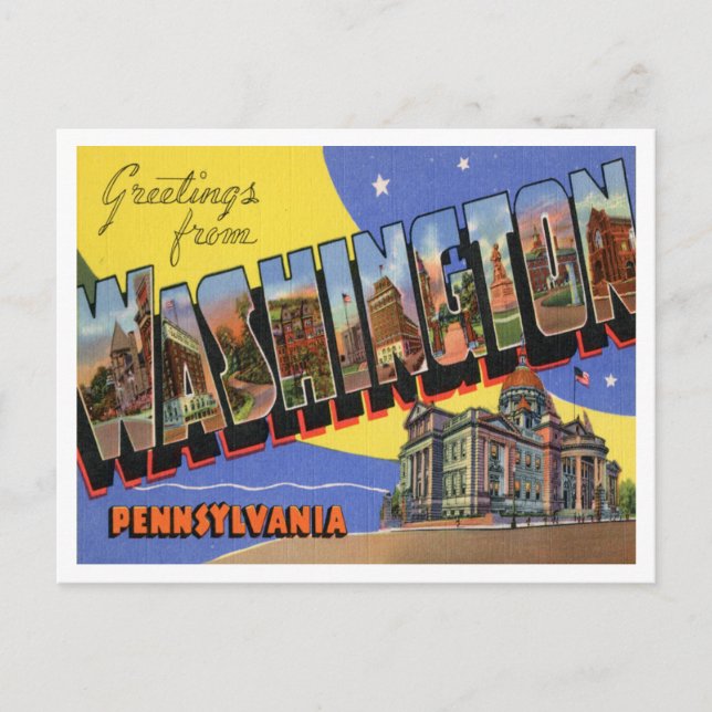 Greetings from Washington, Pennsylvania Travel Postcard (Front)