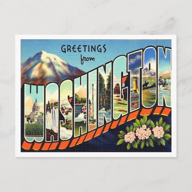 Greetings from Washington Vintage Travel Postcard (Front)