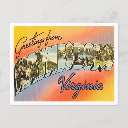 Greetings from Waynesboro Virginia Vintage Travel Postcard