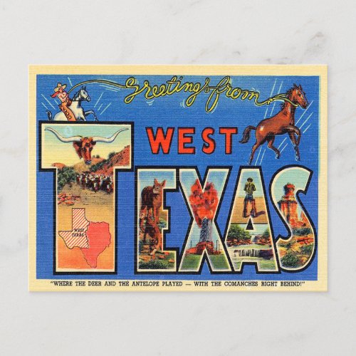 Greetings from West Texas Vintage Travel Postcard