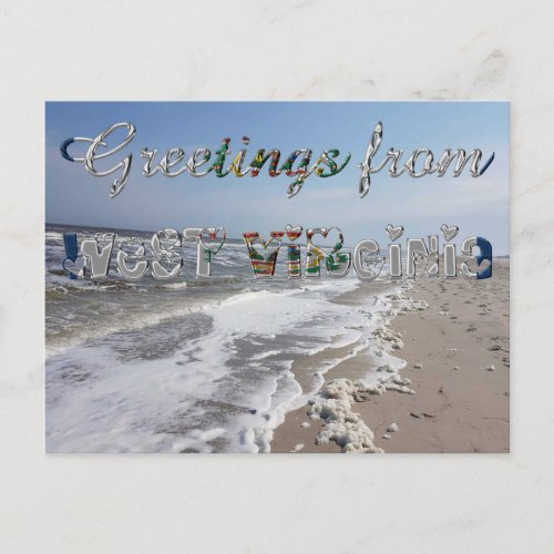 Greetings from West Virginia State Flag USA Heart Postcard