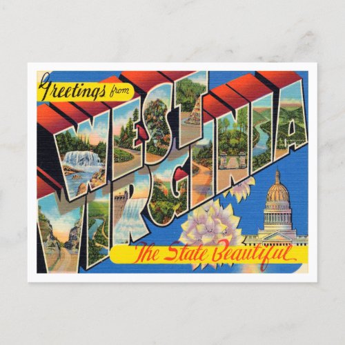 Greetings from West Virginia Vintage Travel Postcard