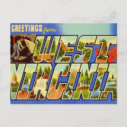 Greetings From West Virginia WV Postcard