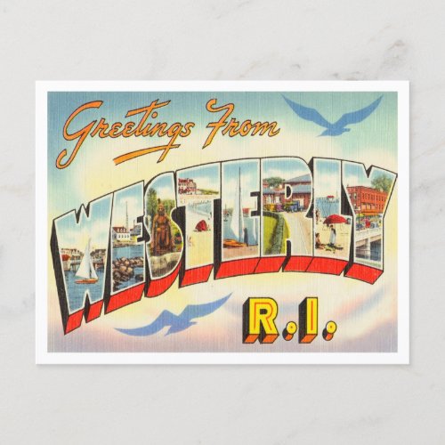 Greetings from Westerly Rhode Island Travel Postcard