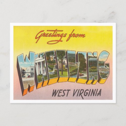 Greetings from Wheeling West Virginia Travel Postcard