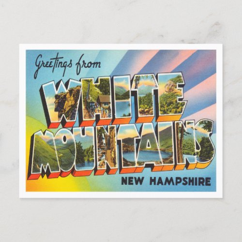 Greetings from White Mountains New Hampshire Postcard