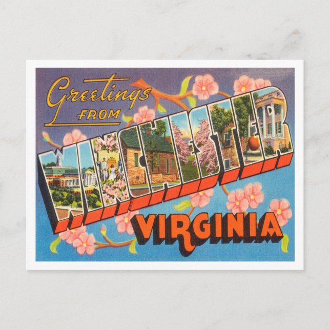 Greetings from Winchester, Virginia Vintage Travel Postcard (Front)