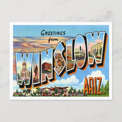 Greetings from Winslow Arizona Vintage Travel Postcard