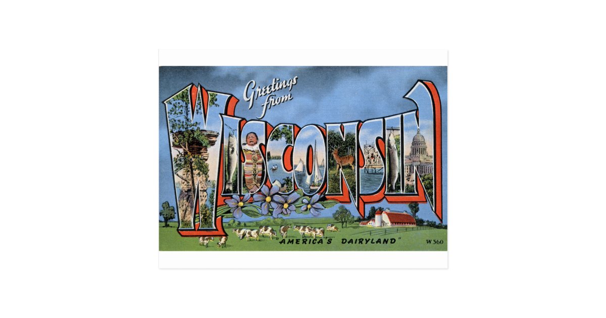 Greetings From Wisconsin Postcard Zazzle