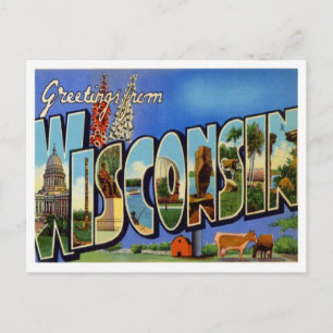 Greetings From Wisconsin WI USA Postcard