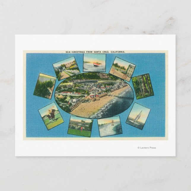 Greetings From with Scenic ViewsSanta Cruz, CA Postcard (Front)