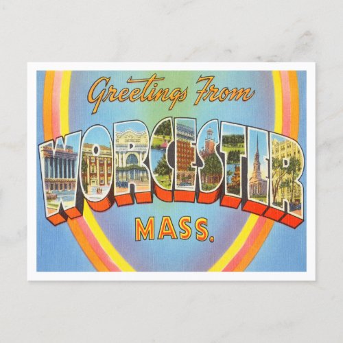 Greetings from Worcester Massachusetts Travel Postcard