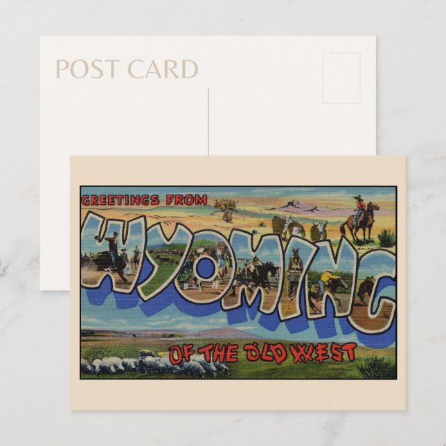 Greetings from Wyoming Large Letter Vintage Postcard (Front/Back)