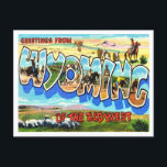 Greetings from Wyoming of the Old West Travel Postcard<br><div class="desc">Greetings from Wyoming of the Old West Vintage Travel</div>