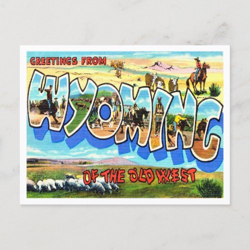 Greetings from Wyoming of the Old West Travel Postcard