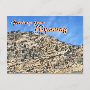 Greetings from Wyoming scenic rock postcard