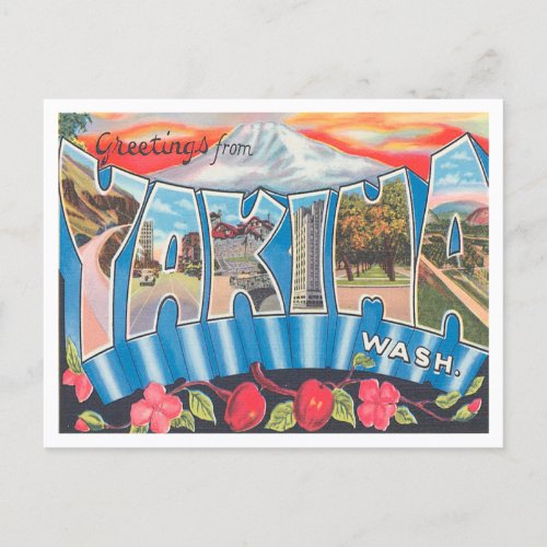 Greetings from Yakima Washington Vintage Travel Postcard