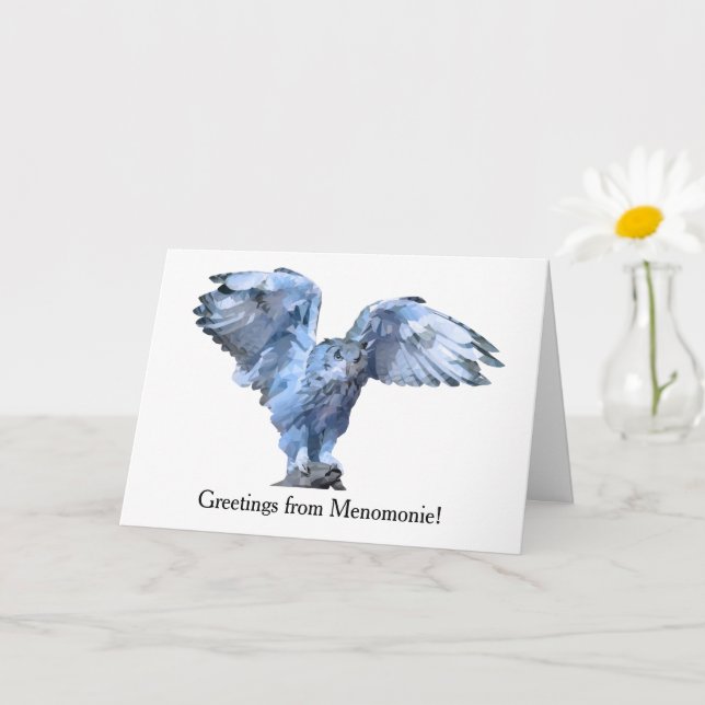 "Greetings from Your Town" Snowy Owl Greeting Card (Small Plant)
