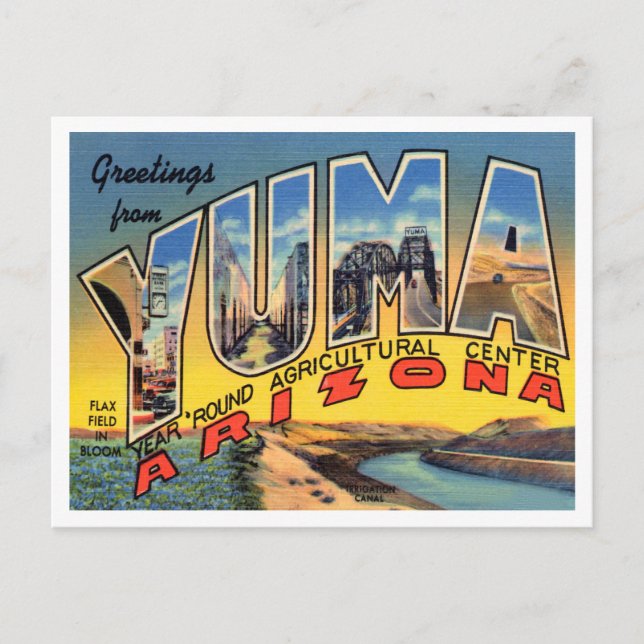 Greetings from Yuma, Arizona Vintage Travel Postcard (Front)