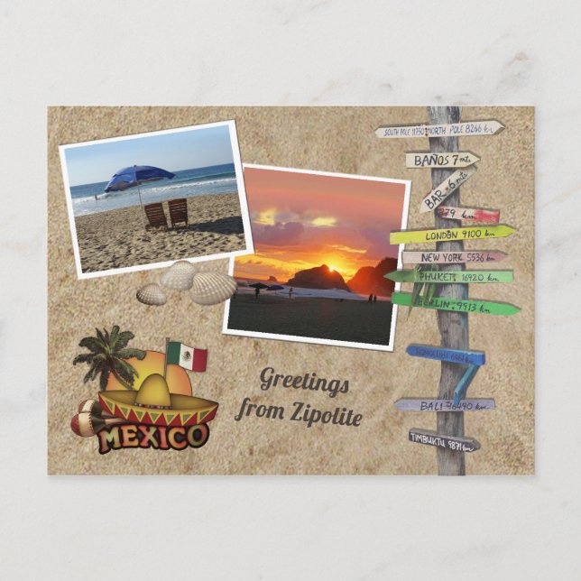 Greetings from Zipolite, Mexico Postcard (Front)