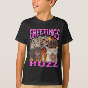 Greetings Huzz Funny Cat Meme Bootleg Graphic Men  T-Shirt
