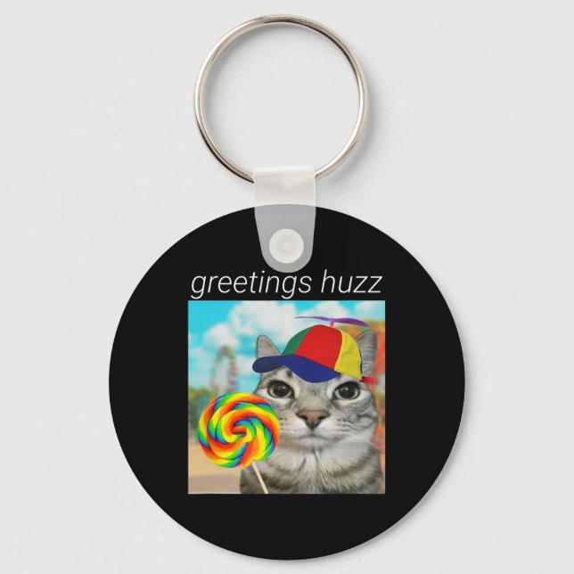Greetings Huzz Funny Gen Z Gen Alpha Slang Meme  Keychain (Front)