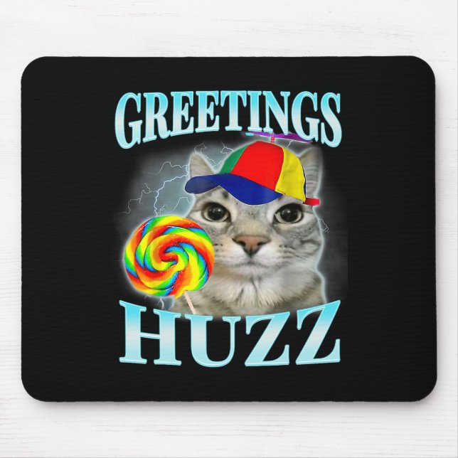 Greetings Huzz Funny Gen Z Gen Alpha Slang Meme  Mouse Pad (Front)