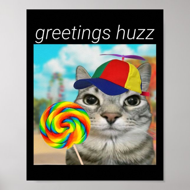 Greetings Huzz Funny Gen Z Gen Alpha Slang Meme  Poster (Front)
