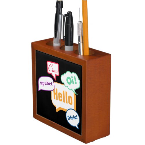 Greetings in Languages Desk Organizer