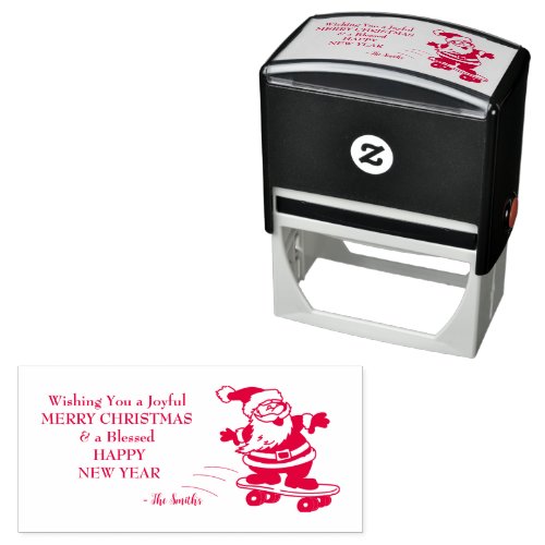 Greetings Merry Christmas Happy New Year Self_inking Stamp