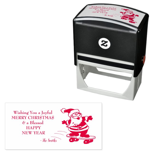 Greetings Merry Christmas Happy New Year Self-inking Stamp (In Situ)
